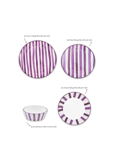 The Mia Joy Yemek Takımı 6 Kişilik 24 Parça Mor 2401 Çok Renkli