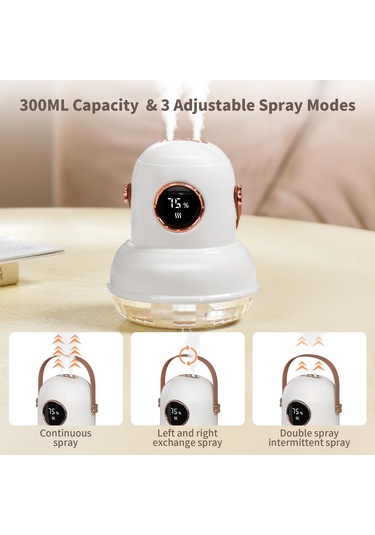 Icarer Ailesi If-js01 Usb Şarjlı Masaüstü Gece Lambası Çift Spreyli Nemlendirici, Renk: Pembe Dijital