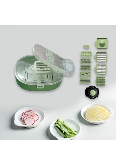 Suntek Patates, Sarımsak, Salatalık Için Pratik Sebze Doğrayıcı Yeşil