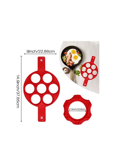 Shineyee Kırmızı Yıldız Şekilli Silikon Yumurta Pişirme Kalıbı - 7 Delikli Yumurta Kalıbı Diğer