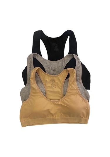 underwear bodyway 3'lü Pedli Kadın Sporcu Büstiyer 90-95 Ten Rengi - Siyah - Gri