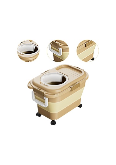 Homyl Tekerlekli Kedi Maması Saklama Kabı Kovası, Katlanabilir