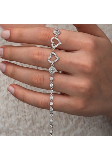 Artsmagazinmücevher Gümüş Sonsuzluk İki Kalp Kadın Bileklik