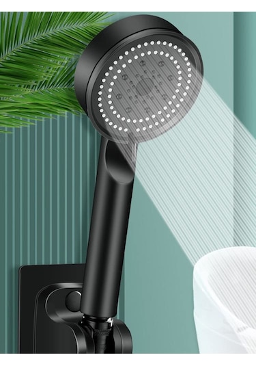 Qf Berev 5 Fonksiyonlu Yüksek Basınçlı Duş Hortum, Siyah Duş Siyah