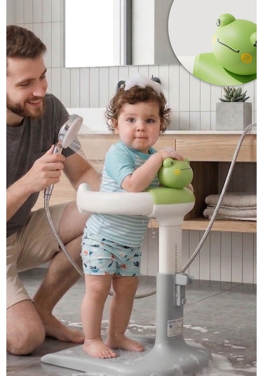 Wellgro Holdme Bebek Banyo Duş Standı Yeşil Kurbağa