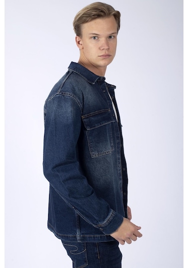 Lee Cooper Karela Erkek Jean Gömlek-17123-heındall Blue Mıd Lacivert