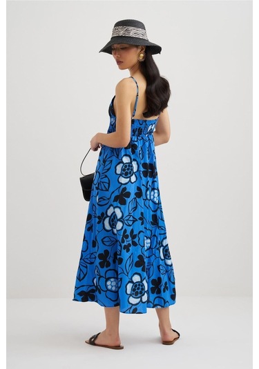 Mathilda Store Kadın Ip Askılı Midi Elbise Siyah