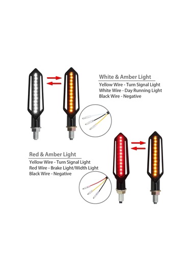 Fosenze Motosiklet Modifikasyonu İçin 24 Led Çift Renkli Akışlı Sinyal Lambası - Fren Lambası Kırmızı Gündüz Lambası Beyaz 4'lü Set