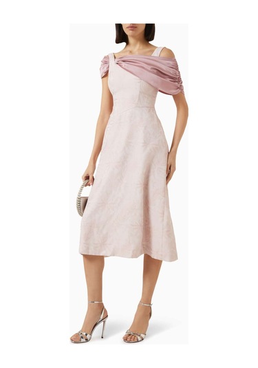 Eegen Studio Off - Shoulder Midi Elbise Zarif Ve Şık Görünüm, A - Line Silahet Pembe