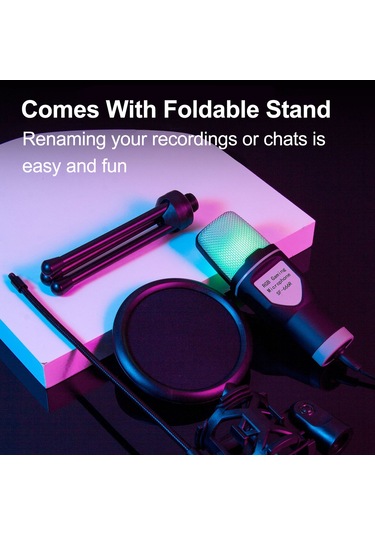 Lemestar Rgb Işıklandırmalı Usb Bilgisayar Mikrofonu - Oyun, Müzik Ve Video İçin Çok Renkli Mikrofon
