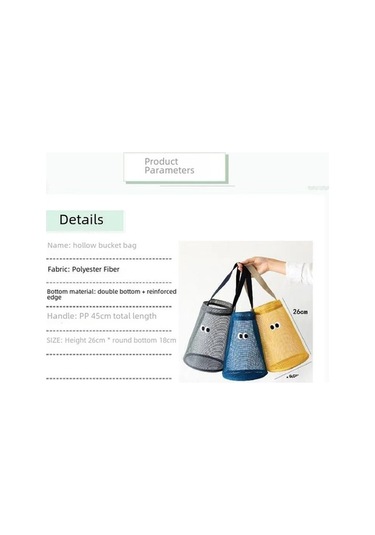 Novahub Sevimli Gözler File Plaj Kovası Çantası - Yaz Koleksiyonu Lacivert Lacivert