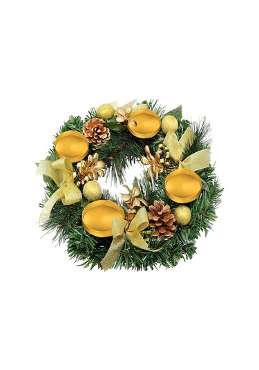 H47436-10 Noel Advent Çelengi 12 Inç Advent Mumluk Halkası Yapay