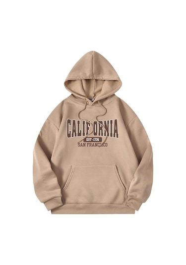 Unisex California Baskılı Sweatshirt Siyah