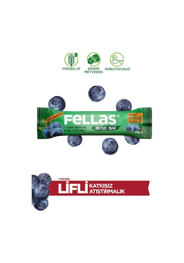 Fellas Chia ve Yaban Mersini Meyveli Bar 12 x 40 G