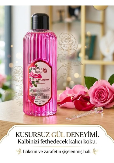 Royal Rose 60 Derece Doğal Esanslı Gül Kolonyası 400 ML