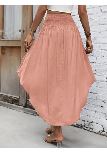 Kadın Yüksek Bel Belden Bağlamalı Asimetrik Kesim Detaylı Sandy Etek Karışık Çok Renkli