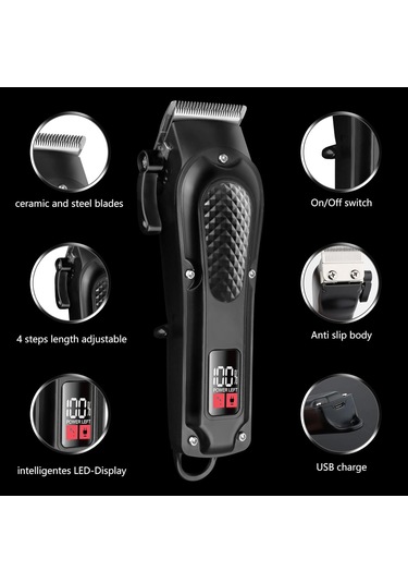 Profesyonel Saç Kesme Makinesi Saç Düzeltici Erkek Sakal Düzeltici Sakal Düzeltici Uzun Saç Düzeltici Usb Şarj Edilebilir Led Ekran