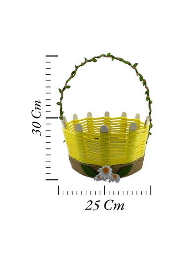 Sepet Takı Organizer Makyaj Kutusu Hasır El Yapımı Çok Amaçlı Komidin Üstü Sarı