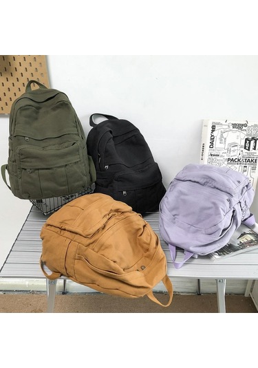 Yeni Moda Üniversite Öğrencisi Vintage Kadın Sırt Çantası Tuval Kadın Dizüstü Bilgisayar Çantası Seyahat Bayan Sırt Çantaları Black Siyah