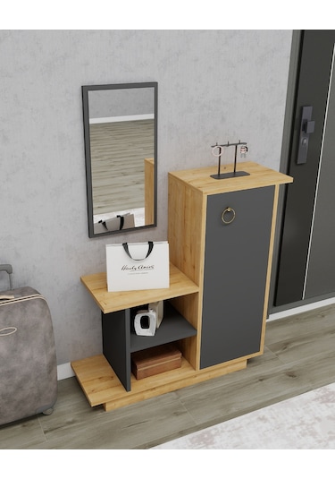 Arnetti Asia Kapaklı Dolaplı Aynalı Dresuar, Safirmeşe Antrasit - Asia Antrasit - Safirmeşe