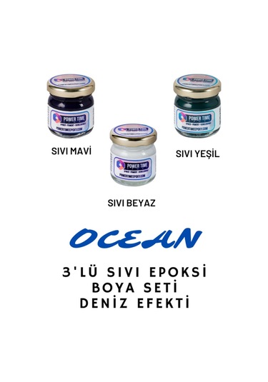 3'lü Opak Transparan Sıvı Pigment Boya Seti Epoksi Için Ocean / 3 Adet Epoksi Boyası/ Deniz