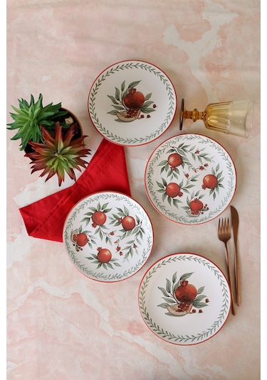 Kerramika Nar Ege Pasta Tabağı 20 Cm 4 Adet 23800-01 Çok Renkli