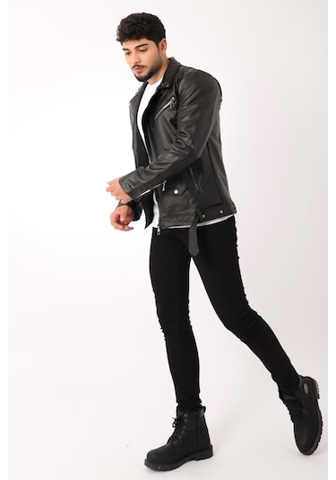 Stil Kombin Kuzey Beli Kemerli Suni Deri Ceket Bl 1261(553208203)