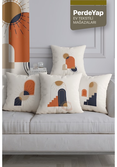 Güneşin Doğuşu Desenli 4lü Kırlent Kılıfı