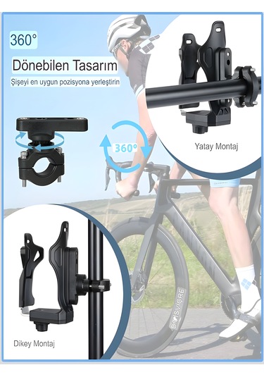 Reflektörlü Sarsıntı & Titreşim Engelli Led Işıklı Gidon Ve Koruma Demiri Bağlantılı Matara Tutucu Mavi - Siyah