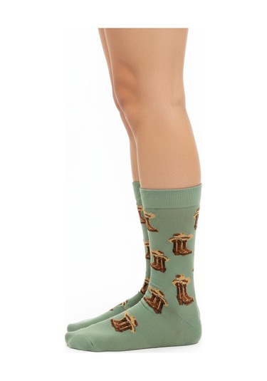 Gost Liria Cowboy Socks Desenli Unisex Soket Çorap Yeşil