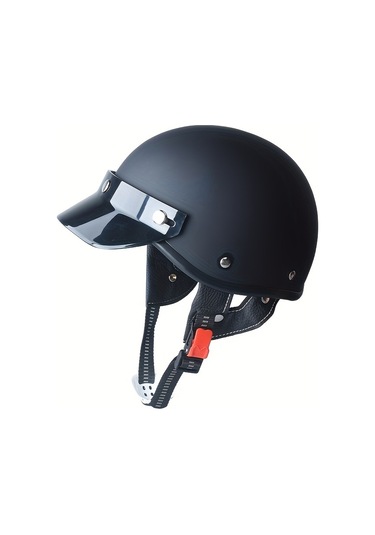 Tcherchi Retro Açık Motosiklet Kaskı Mat Siyah