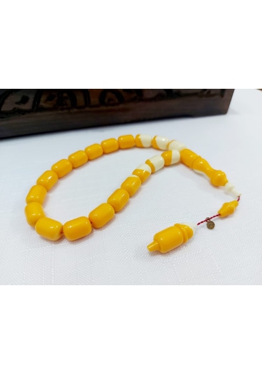 Soma Tesbih Ahmet Özdemir Usta İmzalı Sarı Bilardo Topu Tesbih 9,5 X 13