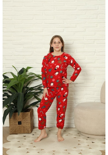 Sleeproom Çocuk Kışlık Kaliteli Polar Pijama Takımı Kırmızı