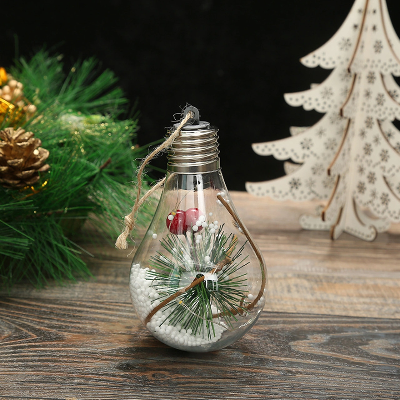 Youmex Led Işıklı Şeffaf Noel Topu, Pet Malzeme Noel Ağacı Süsü, Ev-ofis Dekorasyonu,  Seçeneği