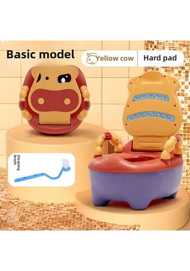 Geeroyoo Evde Kullanım İçin Çocuk Tuvaleti - Bebek Erkek Kız Potty Eğitimi, Konforlu Ve Hijyenik, Ay Sarısı + Fırça Hediyeli