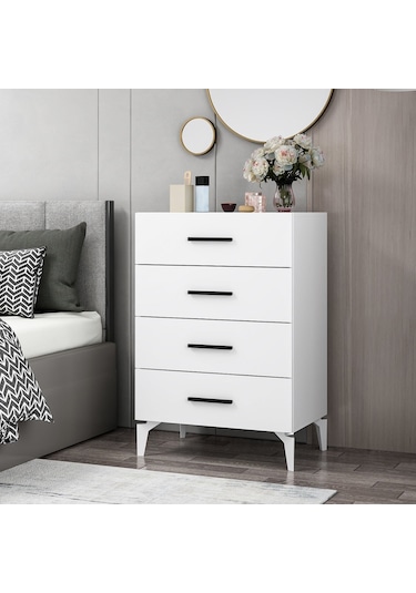 Kale Ayaklı Şifonyer 4ç - Beyaz