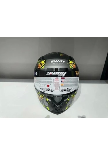 Sway Sw 820 Badboy Full Face Motosiklet Kaskı Gri Sarı Kırmızı