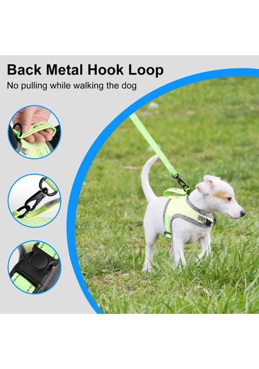 Funadd Traction Rope Reflective Breatheable Nylon Pet Vest Dog Harness, Size: S Green