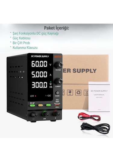 0-60v/5a Ayarlı Dc Güç Kaynağı Voltaj Regülatörü Şarj Fonksiyonlu