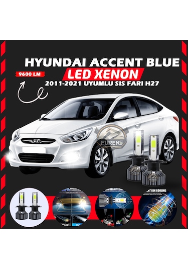 Hyundai Accent Blue 2011-2021 Sis Farı Uyumlu Şimşek Etkilii Led Xenon Pro Series H27