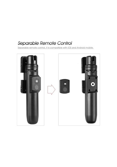 Bluetooth'lu Kıngjoy M070 Seyahat Çekim Çubuğu - Tripod & Uzaktan Kumandalı, Tüm Telefonlar İçin