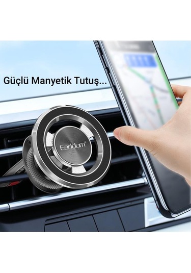 Eh213 Izgara Klipsli Manyetik Mıknatıslı Magsafe Araç İçi Telefon Tutucu Siyah