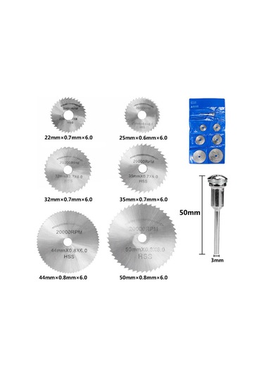 Xindoker Hızlı Çelik 7 Parça Testere Bladesi - Ahşap, Plastik, Alüminyum Kesim İçin - Elektrikli Taşlama Aksesuarı - Gümüş Renk