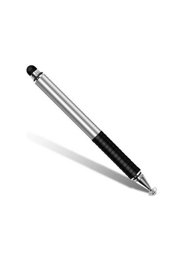 Fastbuy Metal Çift Uçlu Dokunmatik Kalem - Şeffaf Diskli, Gümüş Renk, Hassas Dayanıklı, Çizim Ofis Oyun İçin, Tüm Kapasitif E