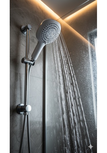 Duş Başlığı Fiskiyesi Telefonu Yuvarlak - Beyaz Başlık - Birden Fazla Fonksiyon Modu Beyaz