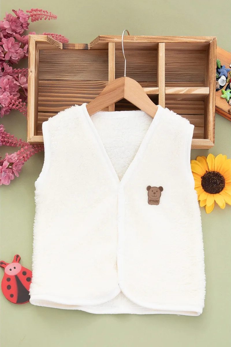 Ay Yıldız Çocuklar İçin Teddy Yelek Kolsuz 262192975 Beyaz