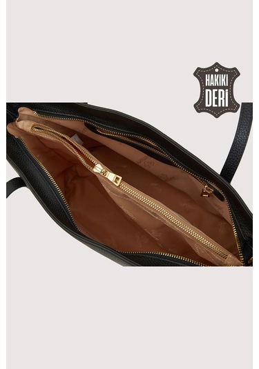 Hakiki Deri Kadın Omuz Çantası Siyah Smr6425 Siyah