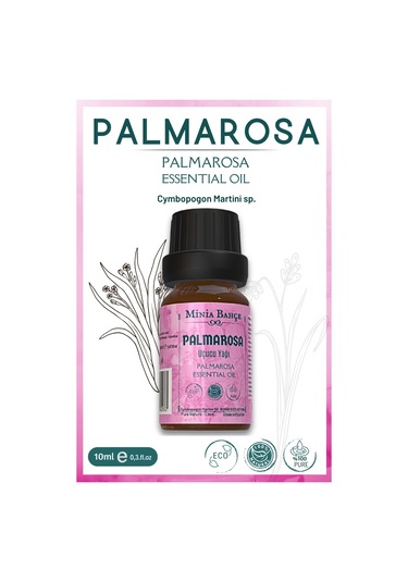 Minia Bahçe Palmarosa Uçucu Yağı %100 Saf 10 ML