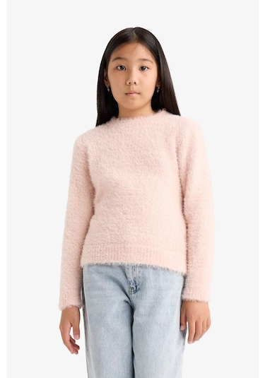 Defacto Kız Çocuk Bisiklet Yaka Triko Kazak Y2640a625wnpn437 Pembe-pn437