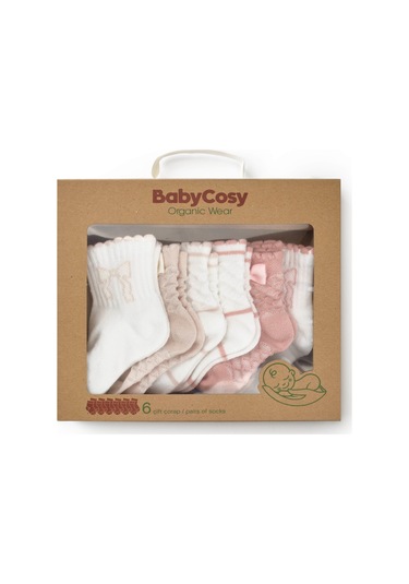 Csyc1004 Bebek 6'lı Fiyonklu Çorap %100 Organik Pamuk, Bebek - Yenidoğan - Csyc1004 Taş